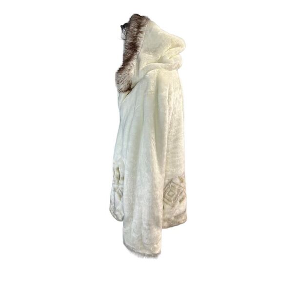 Hannah by Mar Lo White Faux Fur Hooded Coat Size Large - Picture 6 of 13